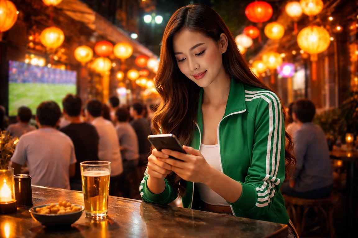 Người chơi cá cược bóng đá tại Hà Nội dưới ánh đèn lồng truyền thống