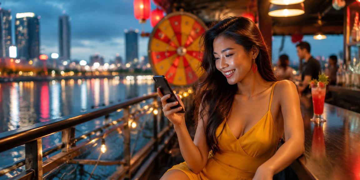 Bàn roulette tại lễ hội Thành phố Hồ Chí Minh với người chơi hứng khởi